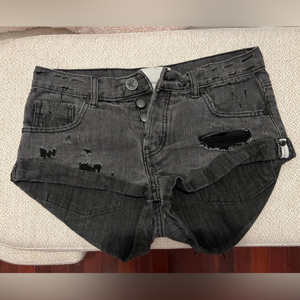 ONE TEASPOON BANDIT BLACK DENIM SHORTS size 26